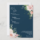 Blush Floral Navy We wedden de uitnodiging (Voorkant)