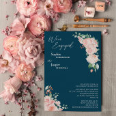 Blush Floral Navy We zijn een uitnodiging. Kaart