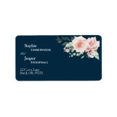 Blush Floral Navy Weddenschap Label (Voorkant)