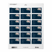 Blush Floral Navy Weddenschap Label (Full Sheet)