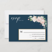 Blush Floral Navy Weddenschap Simple RSVP Card (Voorkant)