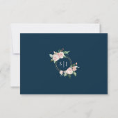 Blush Floral Navy Weddenschap Simple RSVP Card Kaartje (Achterkant)