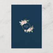 Blush Floral Navy Wedding Details Enclosure Kaart (Achterkant)