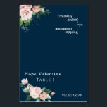 Blush Floral Navy Wedding Foldable Place Card Kaart<br><div class="desc">Dit bloedige, opvouwbare plattegrond van de marinekaart van de marine kenmerkt zich door de prachtige, klassieke katholieke achtergronden van pastelroze en marineblauw met eenvoudige moderne typografie en elegante kalligrafie om een gesofisticeerde toon te zetten voor elke stijl van gebeurtenissen. Elk product is voorzien van prachtige blush roze rozen en perzik...</div>
