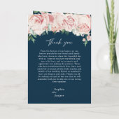 Blush Floral Navy Wedding Folded Programme Programma (Achterkant)