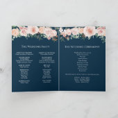 Blush Floral Navy Wedding Folded Programme Programma (Binnen)