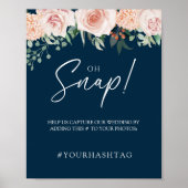 Blush Floral Navy Wedding Oh Snap Poster (Voorkant)