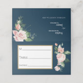 Blush Floral Navy Wedding Place Card Plaatskaartje (Buitenkant ongevouwen)