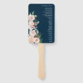 Blush Floral Navy Wedding Program Fan Handwaaier (Achterkant)