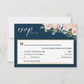 Blush Floral Navy Wedding Song Request RSVP-kaart RSVP Kaartje (Voorkant)