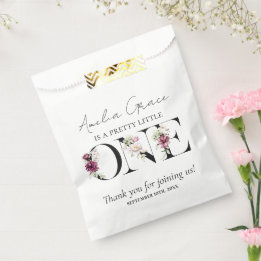 Blush Floral ONE Baby Girl's First Birthday Bedankzakje