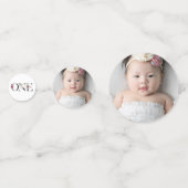  Blush Floral ONE Baby Girl's First Birthday Confetti (Achterkanten)
