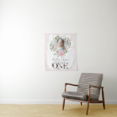  Blush Floral ONE Eerste Verjaardag Baby Foto Wandkleed (In situ)