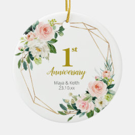 Blush Floral ons eerste Jubileum Keramisch Ornament