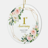 Blush Floral ons eerste Jubileum Keramisch Ornament (Links)