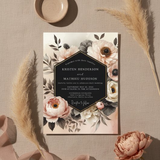 Blush Floral Opulence Wedding Kaart