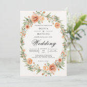 Blush Floral Ovaal Lijst Wedding Kaart (Staand voorkant)
