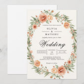 Blush Floral Ovaal Lijst Wedding Kaart (Voorkant / Achterkant)