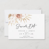 Blush Floral Palm Boho Wedding Save the Date Card Kaart (Voorkant)