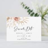 Blush Floral Palm Boho Wedding Save the Date Card Kaart (Staand voorkant)