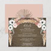 Blush Floral Pampas Grass Rustic Wedding Details Kaart (Voorkant / Achterkant)