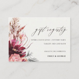 Blush Floral Pampas Grass Wedding Gift Registry Informatiekaartje