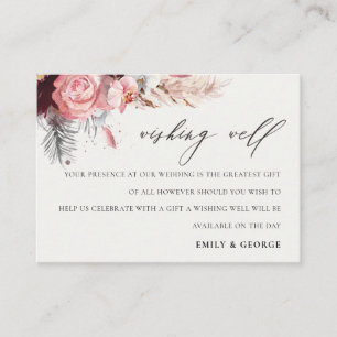 Blush Floral Pampas Grass Wedding Goed Informatiekaartje