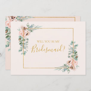Blush Floral   Pastel Bridesmaid-conceptkaart Kaart
