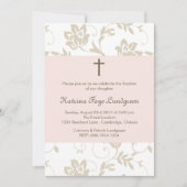 Blush Floral Pattern Baptism Invitation Kaart (Voorkant)