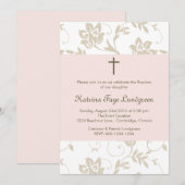  Blush Floral Pattern Baptism Invitation Kaart (Voorkant / Achterkant)