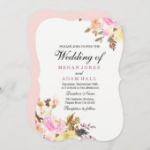 Blush Floral Peachy Autumn Fall Wedding Kaart (Voorkant / Achterkant)