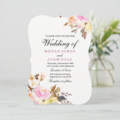 Blush Floral Peachy Autumn Fall Wedding Kaart (Staand voorkant)