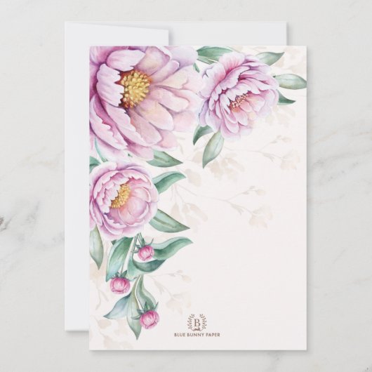 Blush Floral Peacock Chinoiserie Vrijgezellenfeest Kaart (Achterkant)