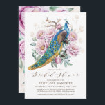 Blush Floral Peacock Chinoiserie Vrijgezellenfeest Kaart<br><div class="desc">Dit elegante ontwerp kenmerkt schitterende vredestieren met  blush pinda's. Pas de uitnodiging aan met uw details en als u de stijl en plaatsing van de tekst verder wilt herschikken,  drukt u op de knop "Klik om verder aan te passen".</div>