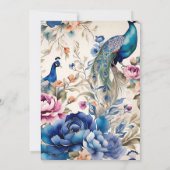 Blush Floral Peacock Chinoiserie Wedding Kaart (Achterkant)