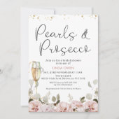 Blush Floral Pearls Prosecco QR Code Vrijgezellenf Kaart (Voorkant)