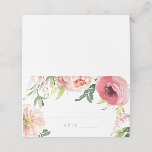 Blush Floral Peony bruiloft uitnodiging escort Kaa (Buitenkant ongevouwen)