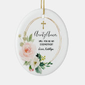 Blush floral Personalised Will you be my Godmoeder Keramisch Ornament (Rechts)