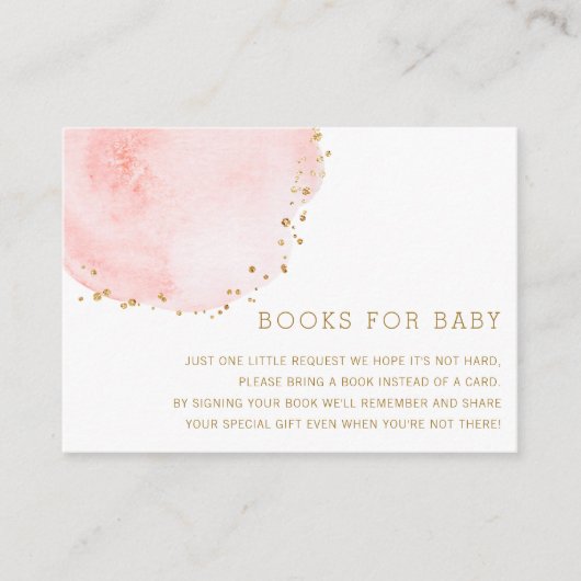 Blush Floral Petal Boek Aanvraag Baby shower Informatiekaartje (Voorkant)