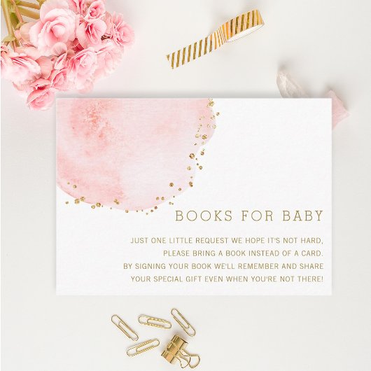 Blush Floral Petal Boek Aanvraag Baby shower Informatiekaartje