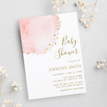 Blush Floral Petal Gold Glitter Stippen Baby showe