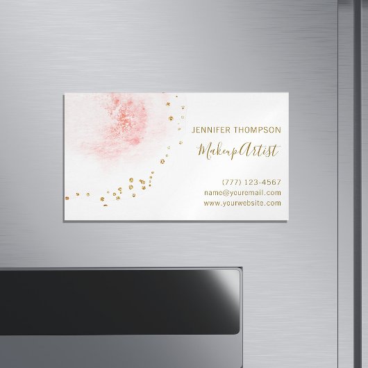 Blush Floral Petal Gold Glitter Stippen Magnetisch Visitekaartje