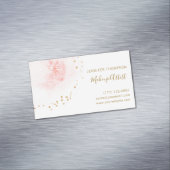 Blush Floral Petal Gold Glitter Stippen Magnetisch Visitekaartje (Voorbeeld)