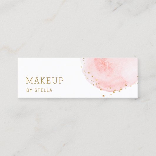 Blush Floral Petal Gold Glitter Stippen Mini Visitekaartje (Voorkant)