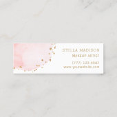 Blush Floral Petal Gold Glitter Stippen Mini Visitekaartje (Achterkant)