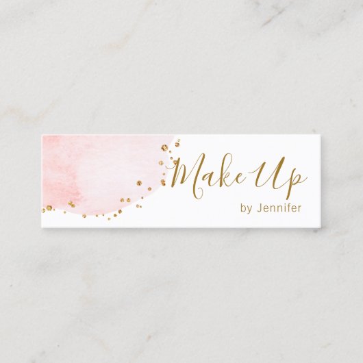 Blush Floral Petal Gold Glitter Stippen Mini Visitekaartje (Voorkant)