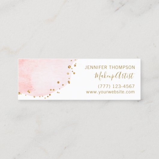 Blush Floral Petal Gold Glitter Stippen Mini Visitekaartje (Achterkant)