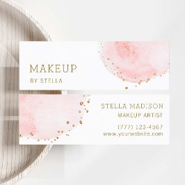 Blush Floral Petal Gold Glitter Stippen Mini Visitekaartje
