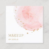 Blush Floral Petal Gold Glitter Stippen Vierkante Visitekaartje (Voorkant)