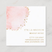 Blush Floral Petal Gold Glitter Stippen Vierkante Visitekaartje (Achterkant)